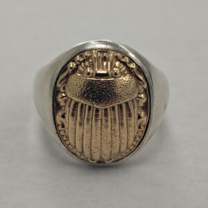 925 Silver and 14K Rose Gold Scarab Ring