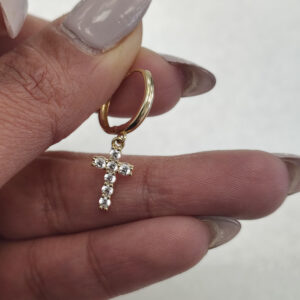 14K Yellow Gold Cross Earrings