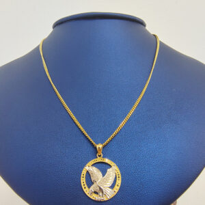 14K Yellow Gold with Two Tone Eagle Pendant