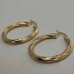 14K Yellow Gold Twisted Hoop Earrings