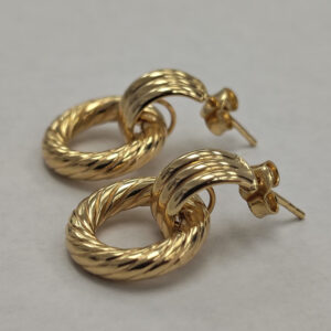 14K Yellow Gold Rope Drop Earrings