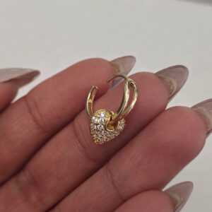 14K Yellow Gold Heart Drops Earrings