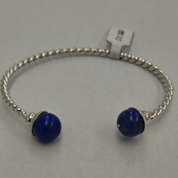 925 Silver Twisted and Blue Bangle