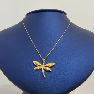 14K Yellow Gold Chain with Dragonfly Pendant