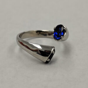 14K White Gold Blue Sapphire Ring